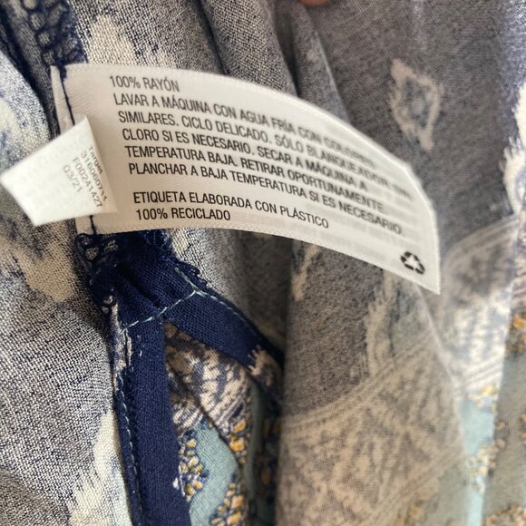 Womens Knox Rose Geometric Kimono Open Cover Cardigan Blue Cream XS/S‎ NWT Rayon - Picture 8 of 9